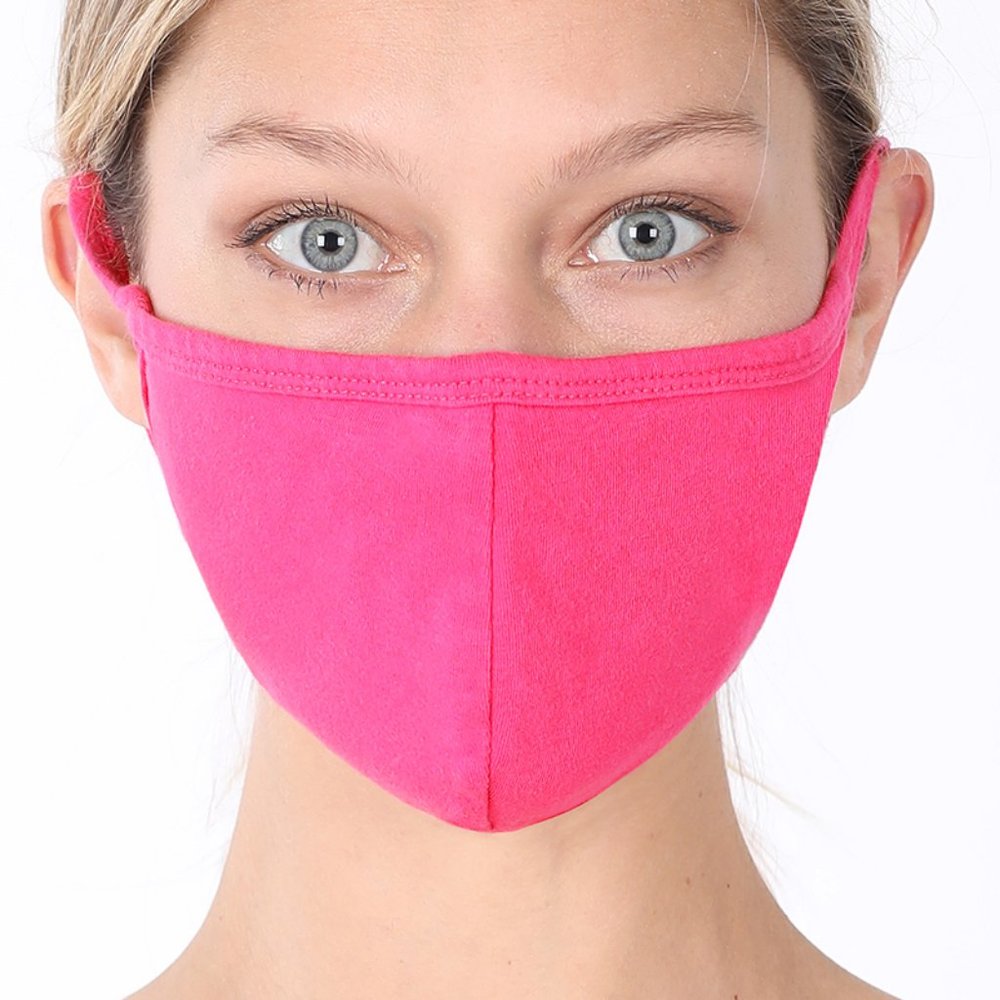 Hot Pink Cotton Face Mask w/Filter Pocket